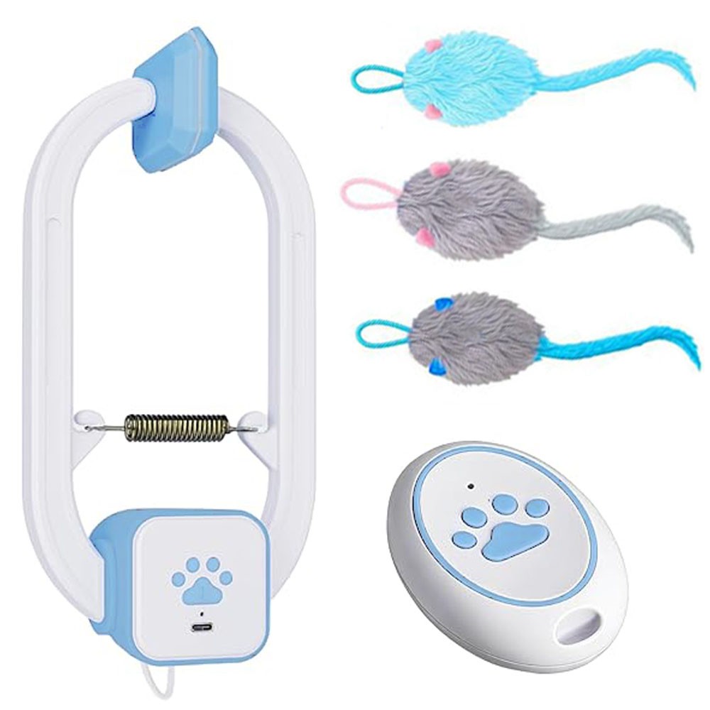 Remote Control Door Cat Toy – 3 Mice & Elastic Rope Included