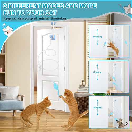 Remote Control Door Cat Toy – 3 Mice & Elastic Rope Included